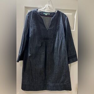 Boden Denim Tunic/Dress with Zigzag Embroidered Detail